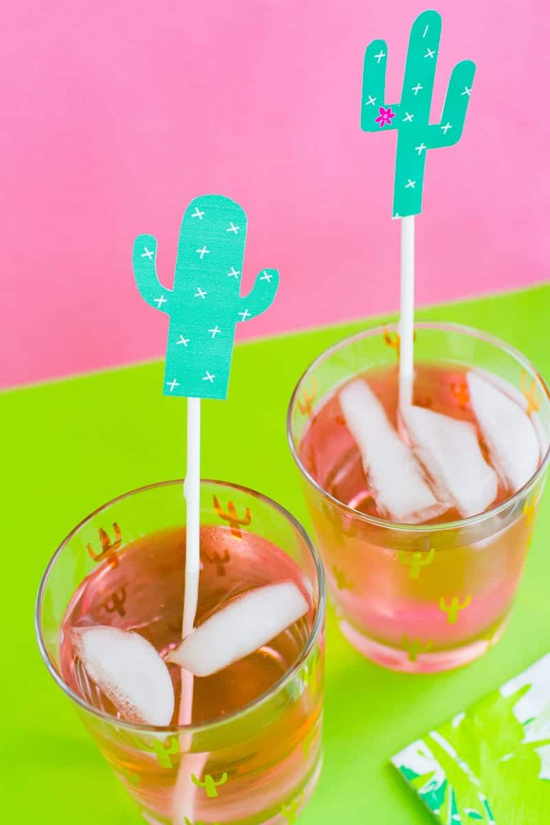 Cactus Drink Stirrer Free Printable DIY cacti fun tropical oliver bonas-2