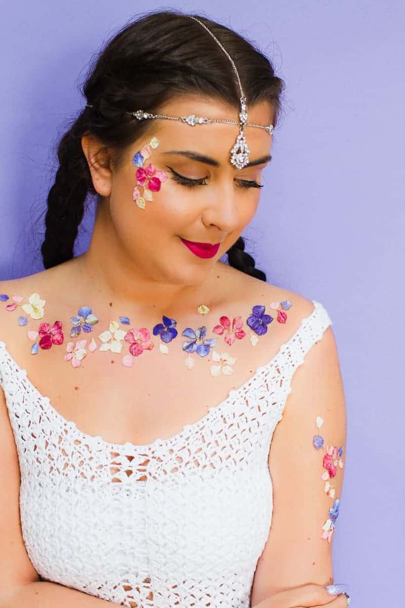Flower Tattoos Temporary Festival Wedding Inspiration Ideas How to DIY confetti shropshire petals glastonbury style-1