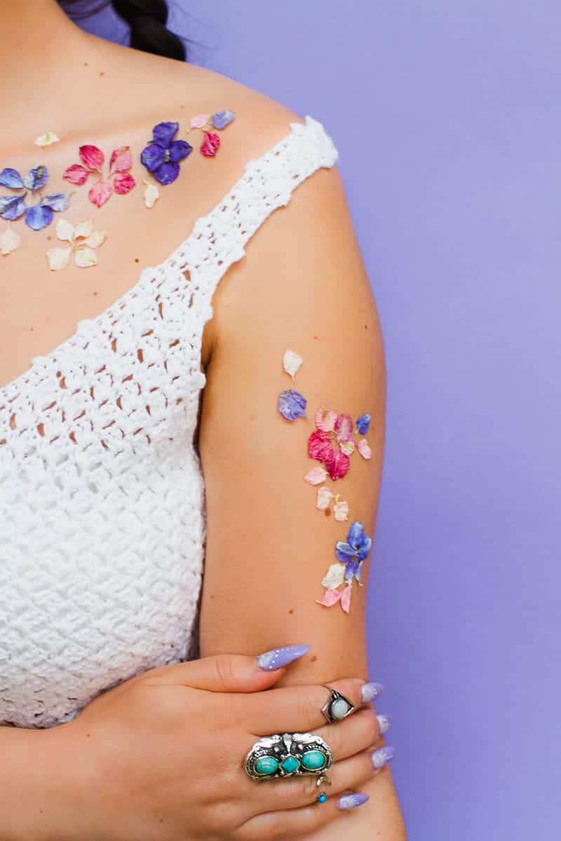 Flower Tattoos Temporary Festival Wedding Inspiration Ideas How to DIY confetti shropshire petals glastonbury style-8