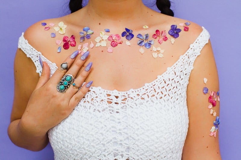 Flower Tattoos Temporary Festival Wedding Inspiration Ideas How to DIY confetti shropshire petals glastonbury style-9