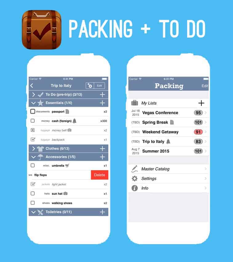 Packing plus to do honeymoon app - Copy