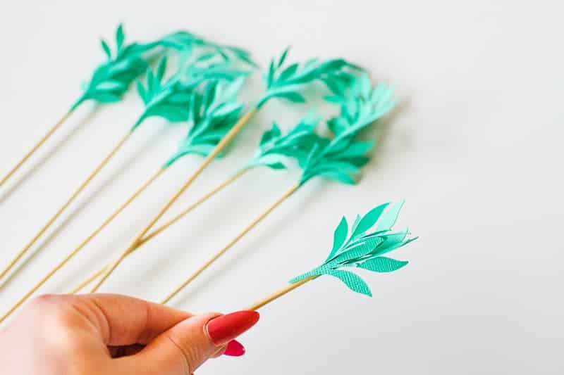 DIY Card Flower Cake Topper with Foliage How to make floral Topper-6