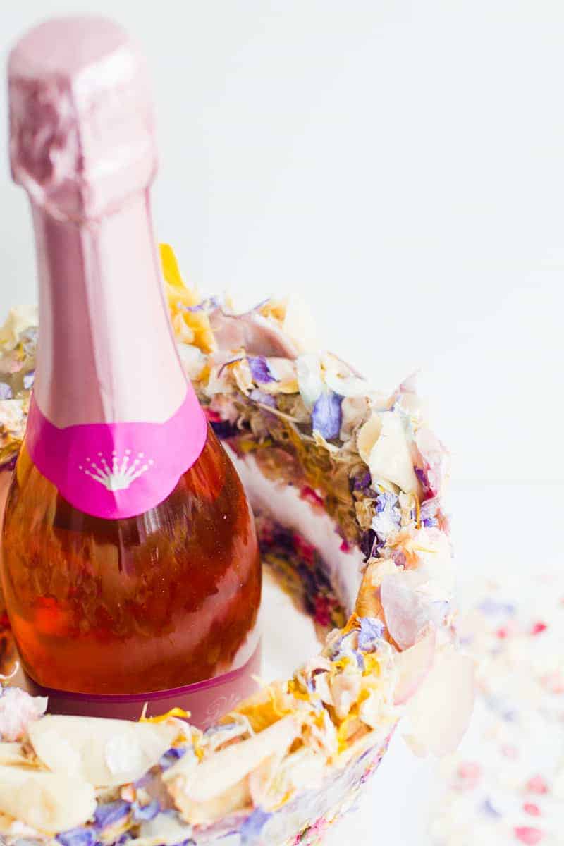DIY Floral Flower Ice Bucket with Natural Confetti from Shropshire Petals Wine Cooler Champagne_-12