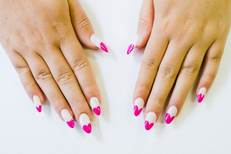DIY Heart Manicure Pink Nail Design Cute valentines love flirty fun heart shaped nail art-4