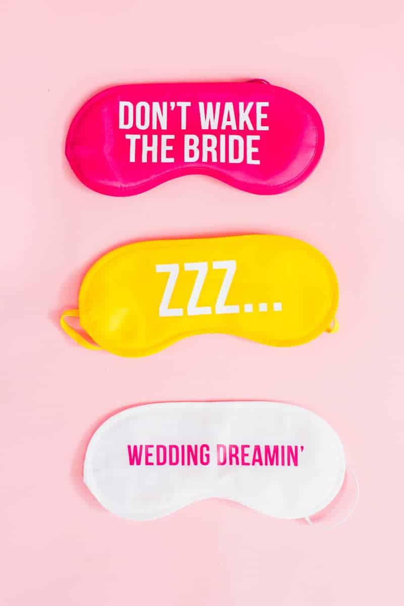 DIY eye maks bride wedding gift bridesmaids fun slogan sleep iron on Cricut-4