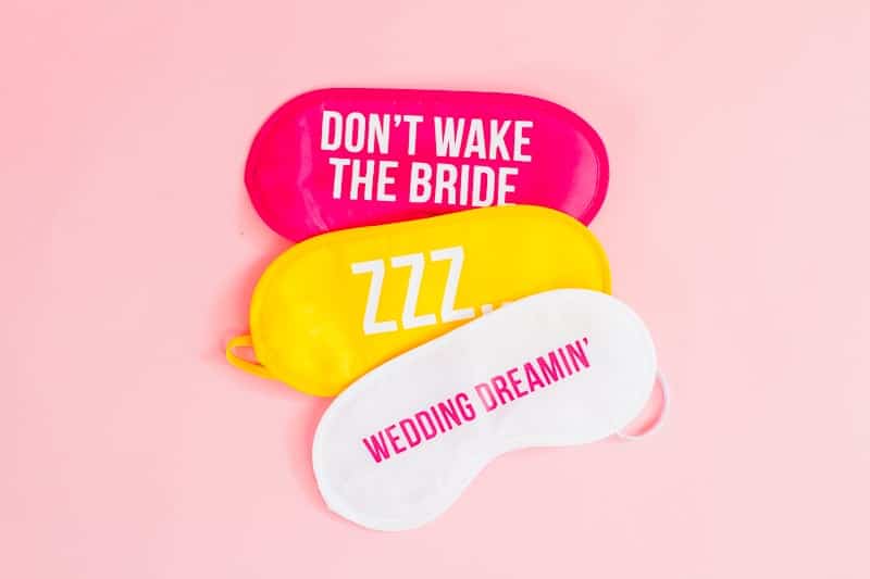 DIY eye maks bride wedding gift bridesmaids fun slogan sleep iron on Cricut-6