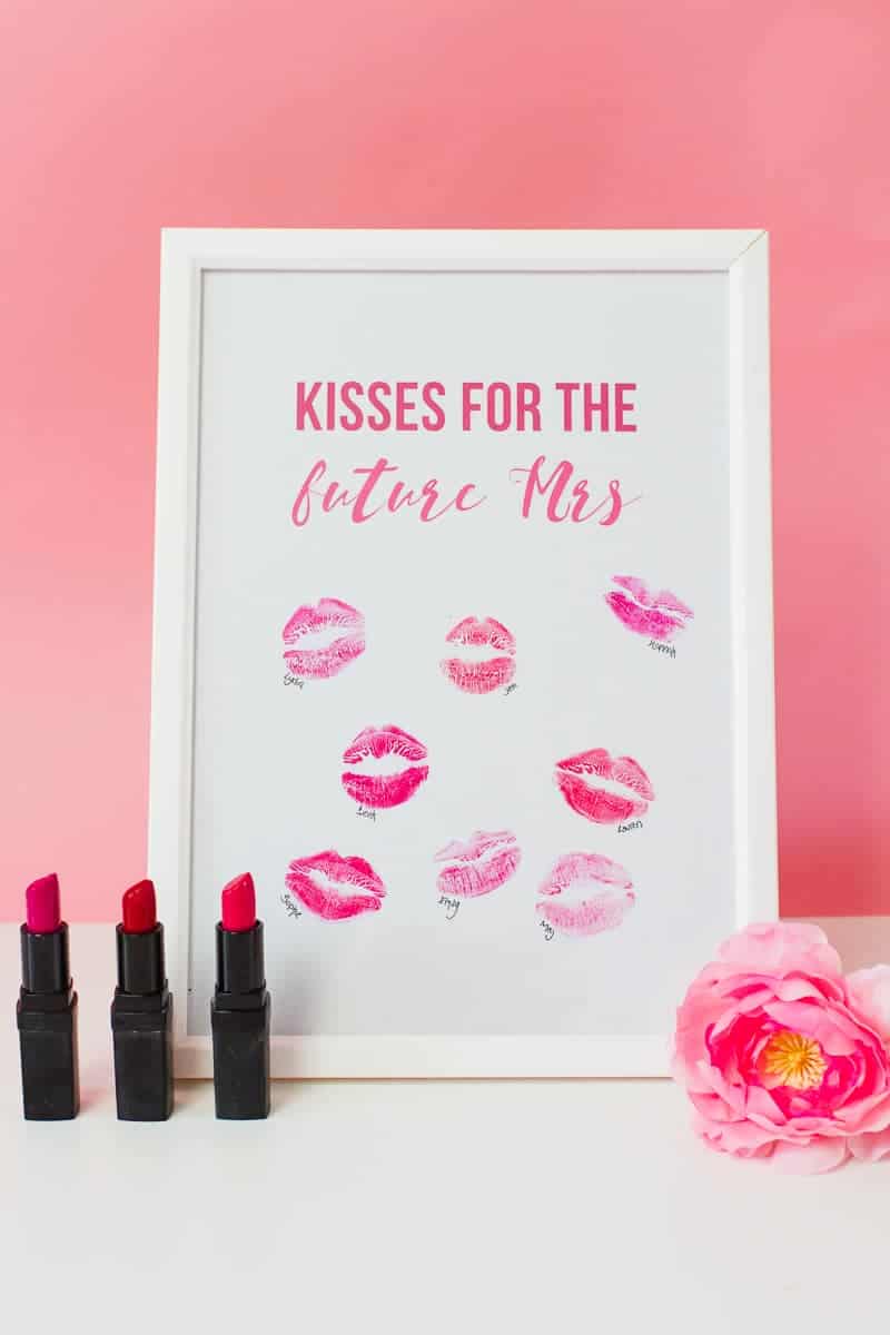 Free Printable Hen Party Bachelorette Party Guest Book Kisses Lipstick Future Mrs Print Download Fun Girls-1