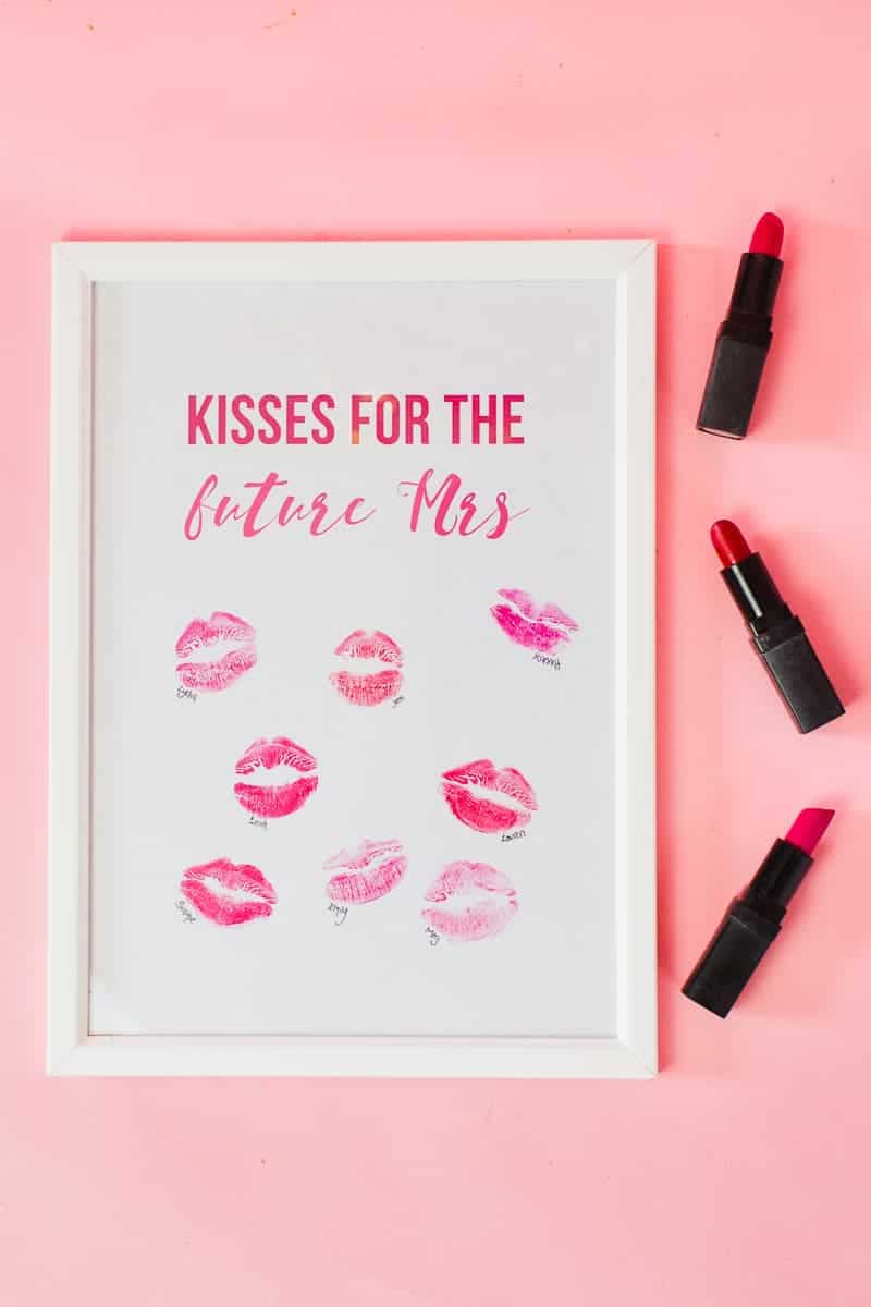 Free Printable Hen Party Bachelorette Party Guest Book Kisses Lipstick Future Mrs Print Download Fun Girls-3