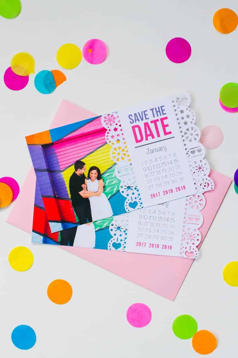 Diy Mexican Papel Picado Inspired Save The Dates Die Cut Invitation Using Cricut Explore Bespoke Bride Wedding Blog