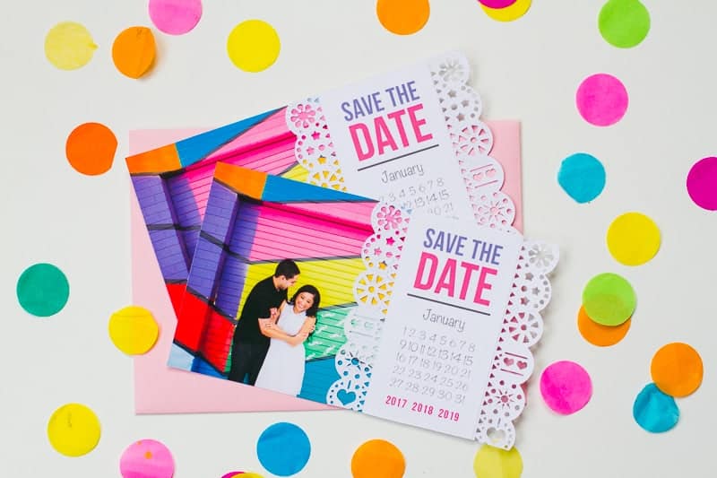 Diy Mexican Papel Picado Inspired Save The Dates Die Cut Invitation Using Cricut Explore Bespoke Bride Wedding Blog