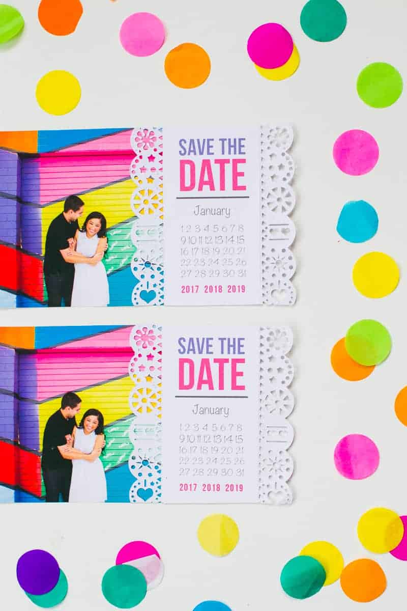 Mexican Save The Date Cricut Die Cut Colourful Fun Invitation Wedding Stationery-5