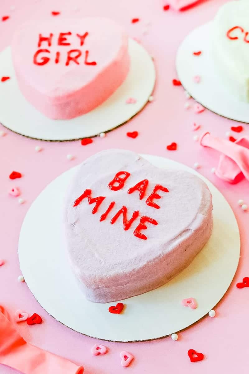 DIY Conversation heart cakes for valentines day recipe-2