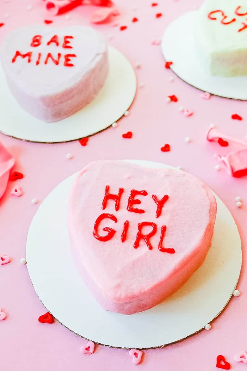 DIY Conversation heart cakes for valentines day recipe