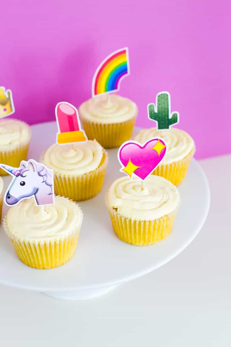 Emoji Cake Topper DIY Printable Download Fun cupcake heart unicorn watermelon rainbow_-12
