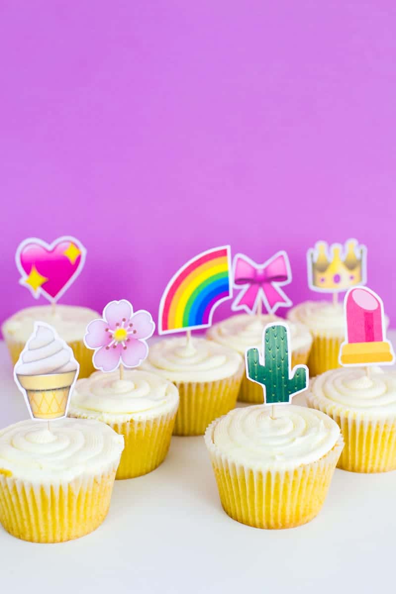 Emoji Cake Topper DIY Printable Download Fun cupcake heart unicorn watermelon rainbow_-15
