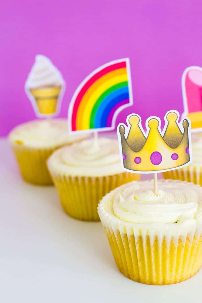 Emoji Cake Topper DIY Printable Download Fun cupcake heart unicorn watermelon rainbow_-26