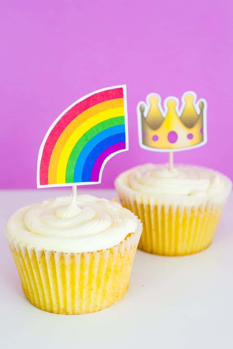 Emoji Cake Topper DIY Printable Download Fun cupcake heart unicorn watermelon rainbow_-28