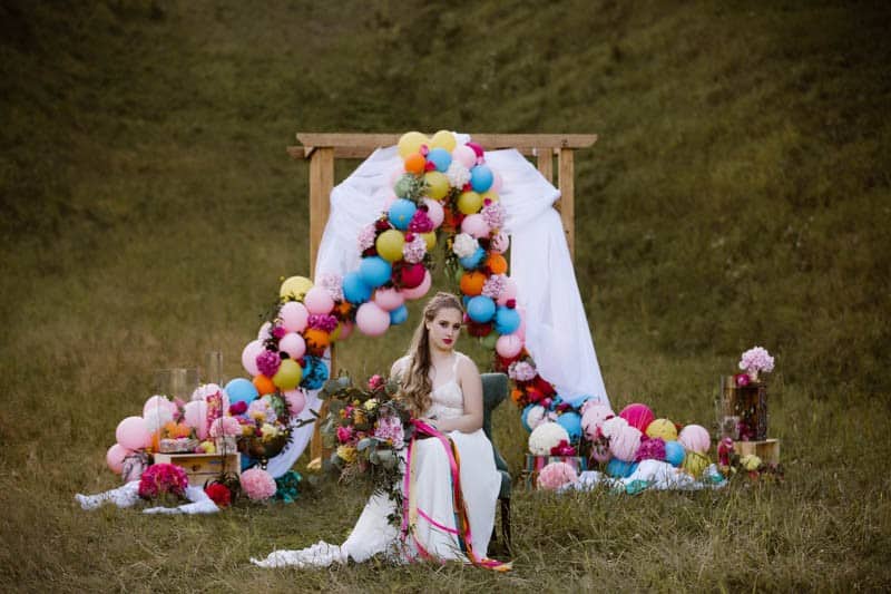 PLAYFUL & ROMANTIC KATY PERRY INSPIRED WEDDING WITH COLORFUL BALLOON ARCH (6)