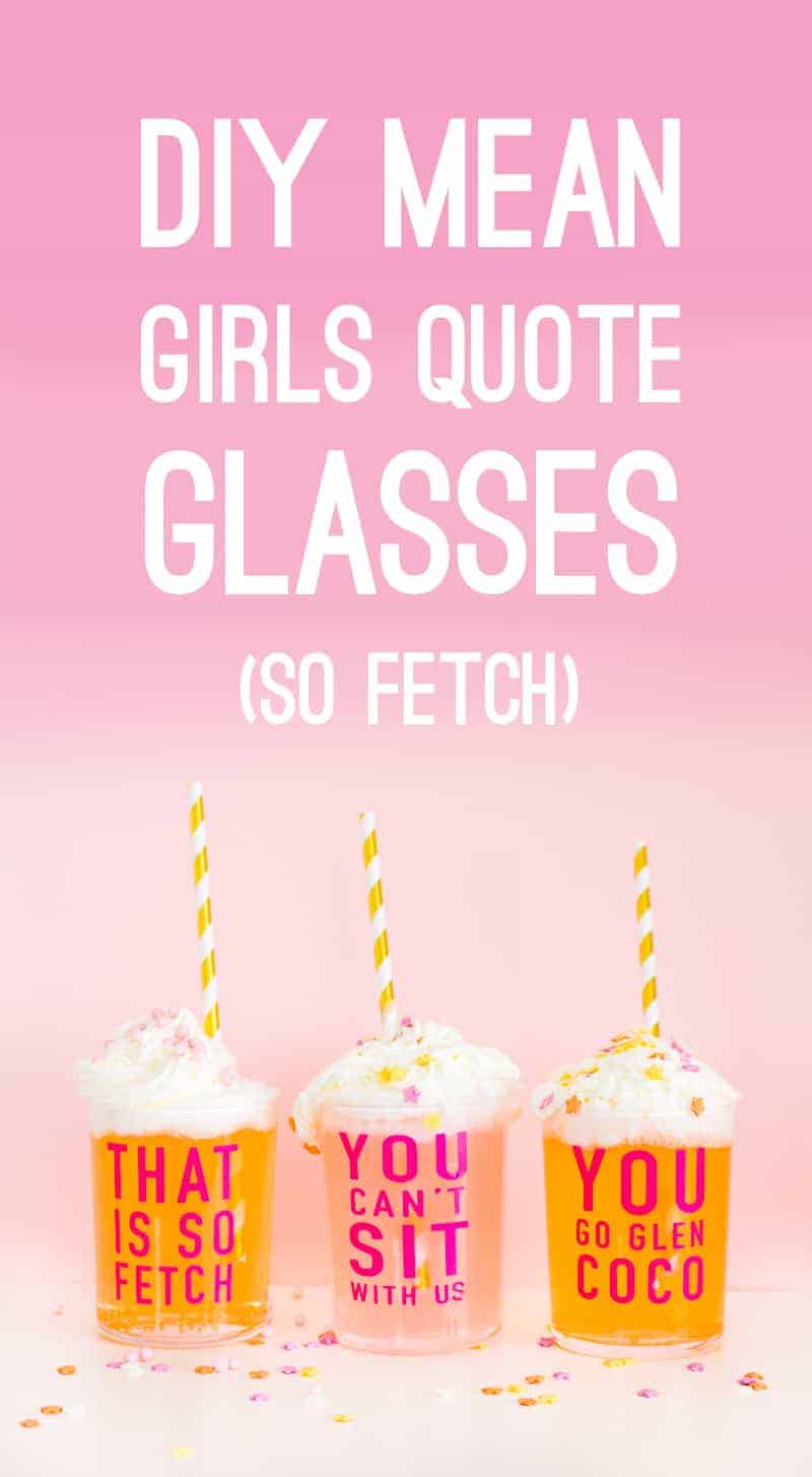 DIY Mean Girls Quotes Glasses vinyl stickers fun lyrics bridal shower bachelorette party hen pink Main