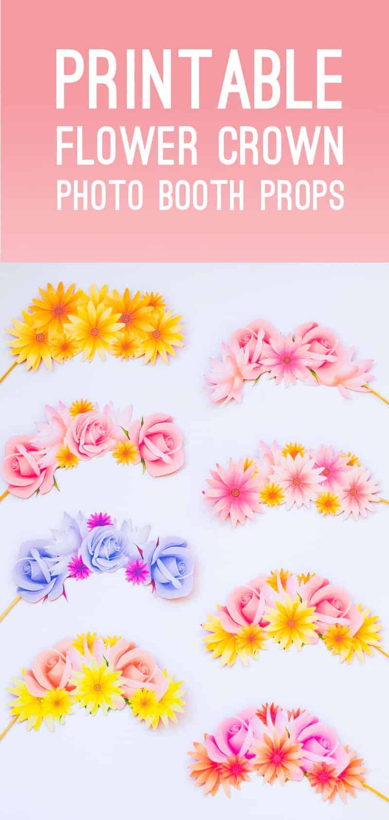 Photo Booth Props Printable Flower Crowns Hen Party Bachelorette Party Bridal Shower Download Floral-17