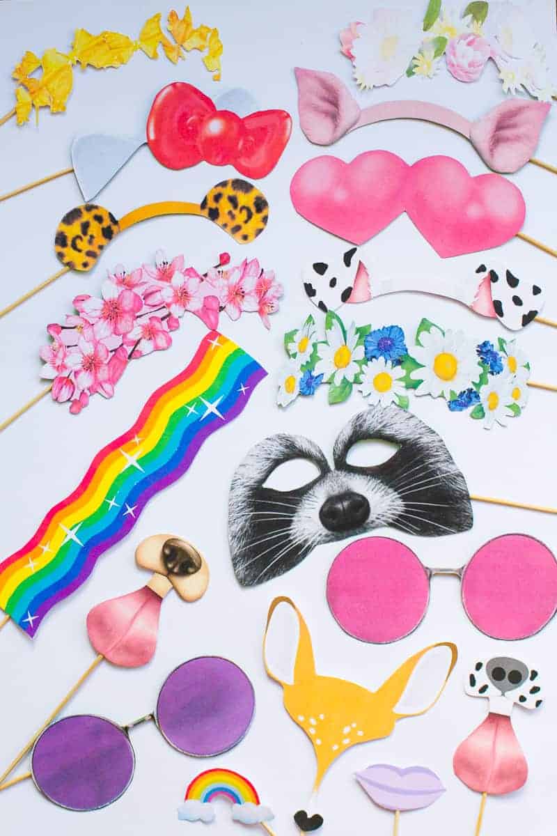 New Snapchat Filter Photo booth props Bunny Leopard ears hello kitty raccoon heart eyes flower crown glasses printable download-3