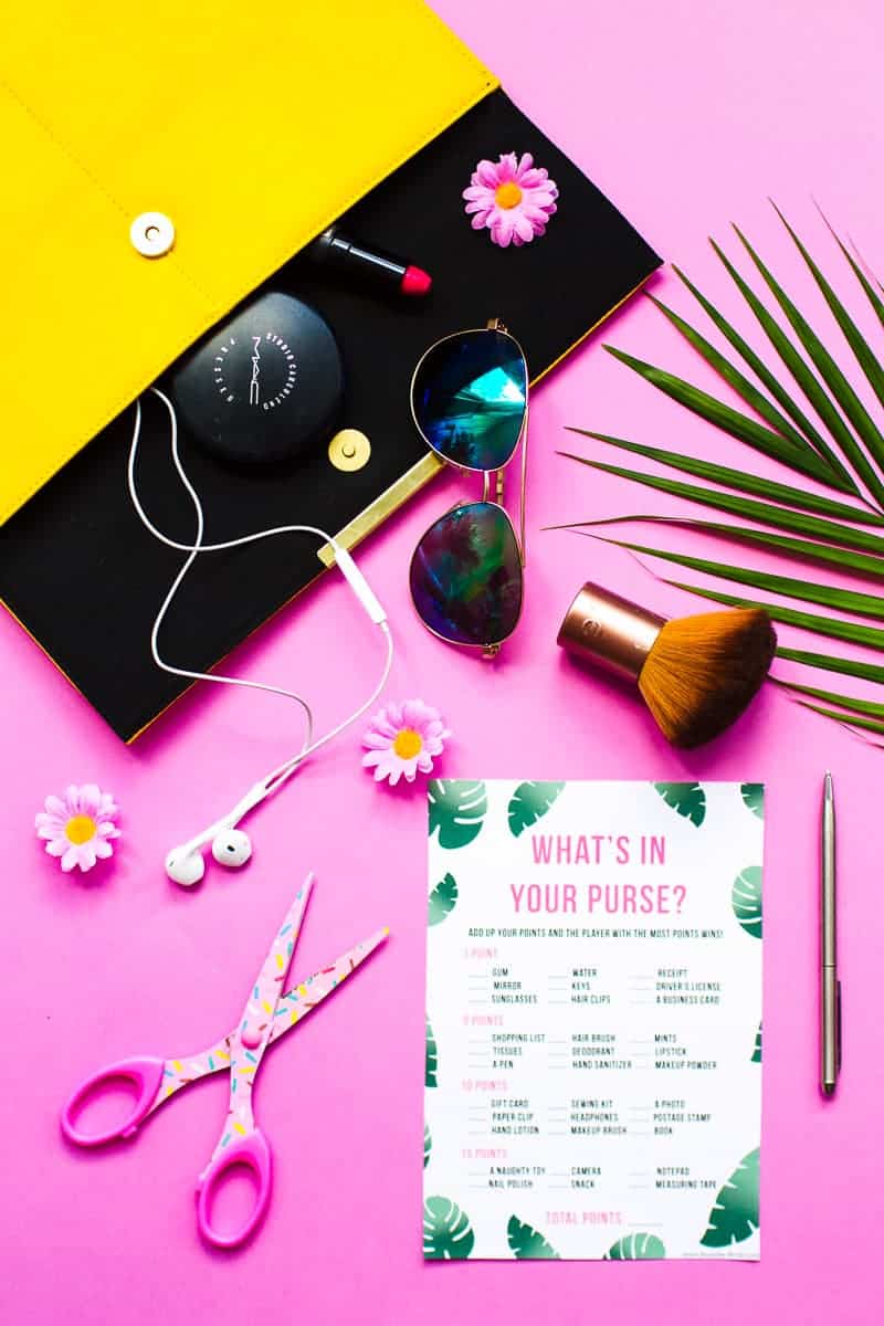 FREE PRINTABLE 'WHAT'S IN YOUR PURSE?' HEN PARTY & BRIDAL SHOWER GAME FOR A  TROPICAL THEME | Bespoke-Bride: Wedding Blog