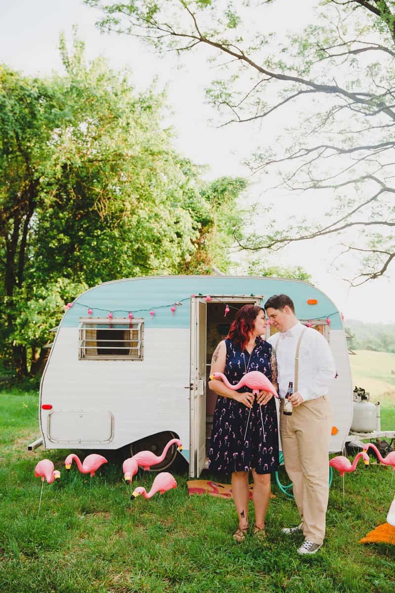 FLAMINGO THEMED ELOPEMENTS IDEAS IN A VINTAGE AIRBNB CAMPERVAN (15)