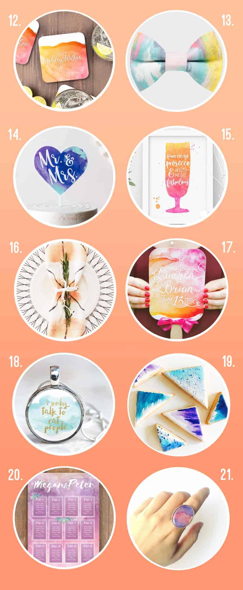 Watercolour Ombre Wedding Ideas Etsy Watercolor 2