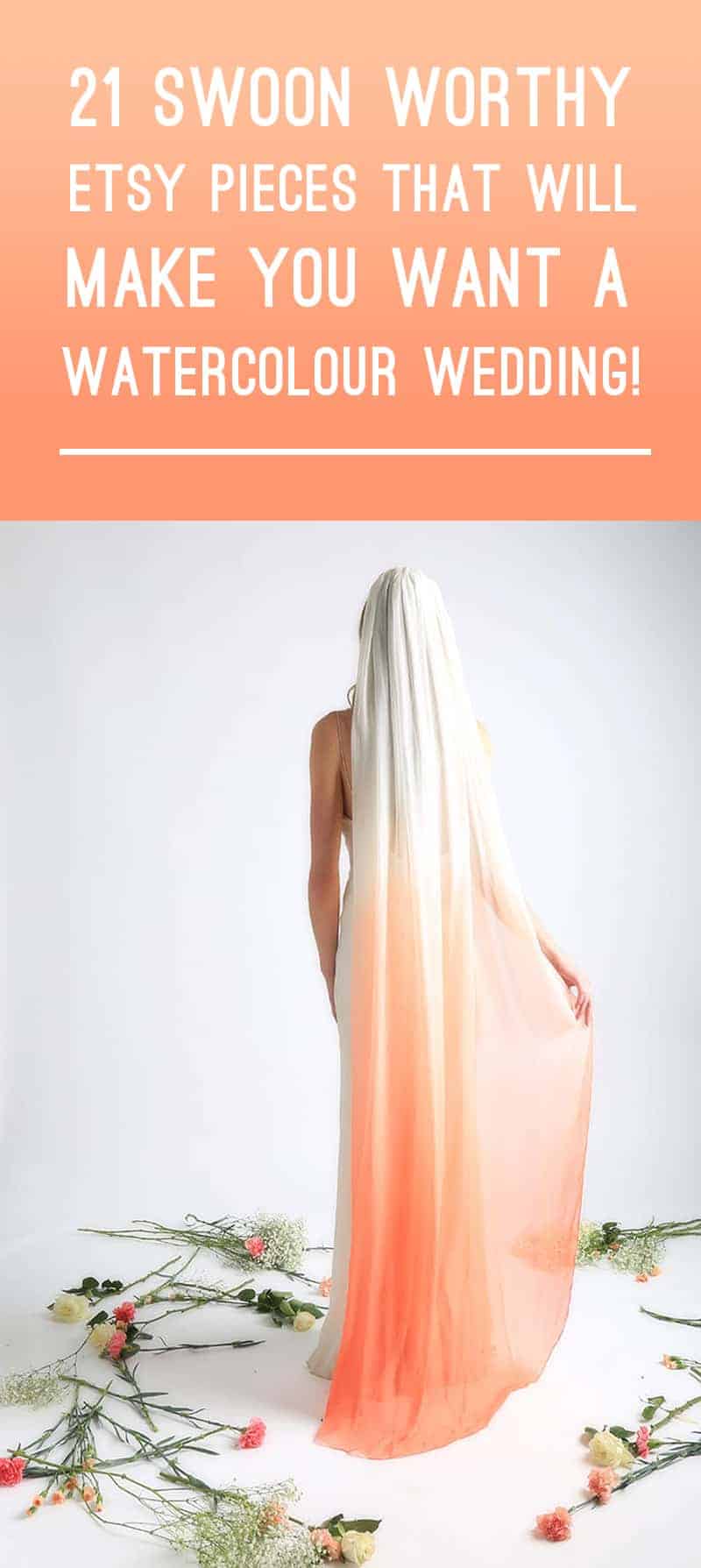 Watercolour Ombre Wedding Ideas Veil