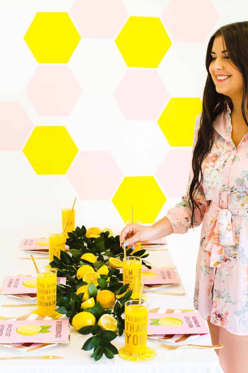 How To Style A Beyonce Themed Bachelorette Party HOW TO STYLE A Beyonce Themed Bachelorette Party - Beyonce Themed Bridal Shower Bachelorette Beyoncé Ideas Styling Bridesmaids Card Bridesmaid Lyric Glasses Accessories Party Photo Booth Props Lemonade Beehive Yellow Pink