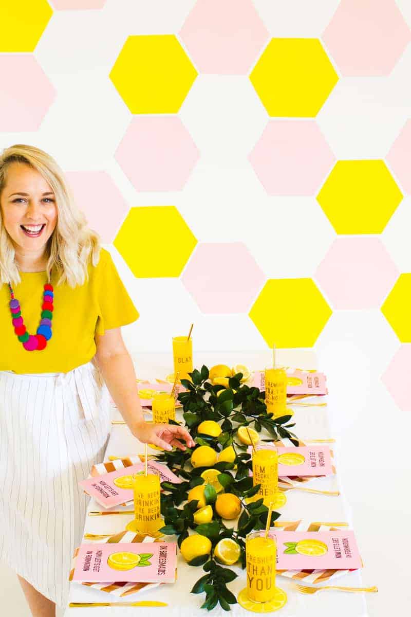 HOW TO STYLE A Beyonce Themed Bachelorette Party - Beyonce Themed Bridal Shower Bachelorette Beyoncé Ideas Styling Bridesmaids Card Bridesmaid Lyric Glasses Accessories Party Photo Booth Props Lemonade Beehive Yellow Pink