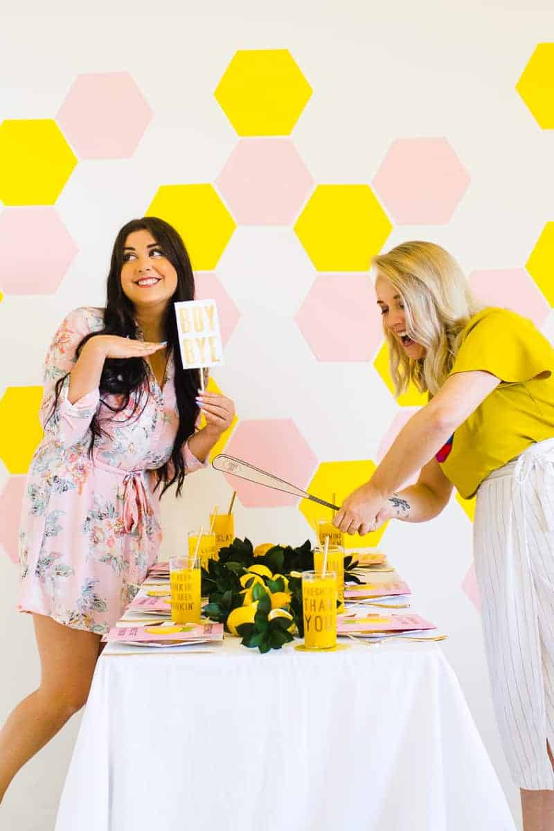 HOW TO STYLE A Beyonce Themed Bachelorette Party - Beyonce Themed Bridal Shower Bachelorette Beyoncé Ideas Styling Bridesmaids Card Bridesmaid Lyric Glasses Accessories Party Photo Booth Props Lemonade Beehive Yellow Pink
