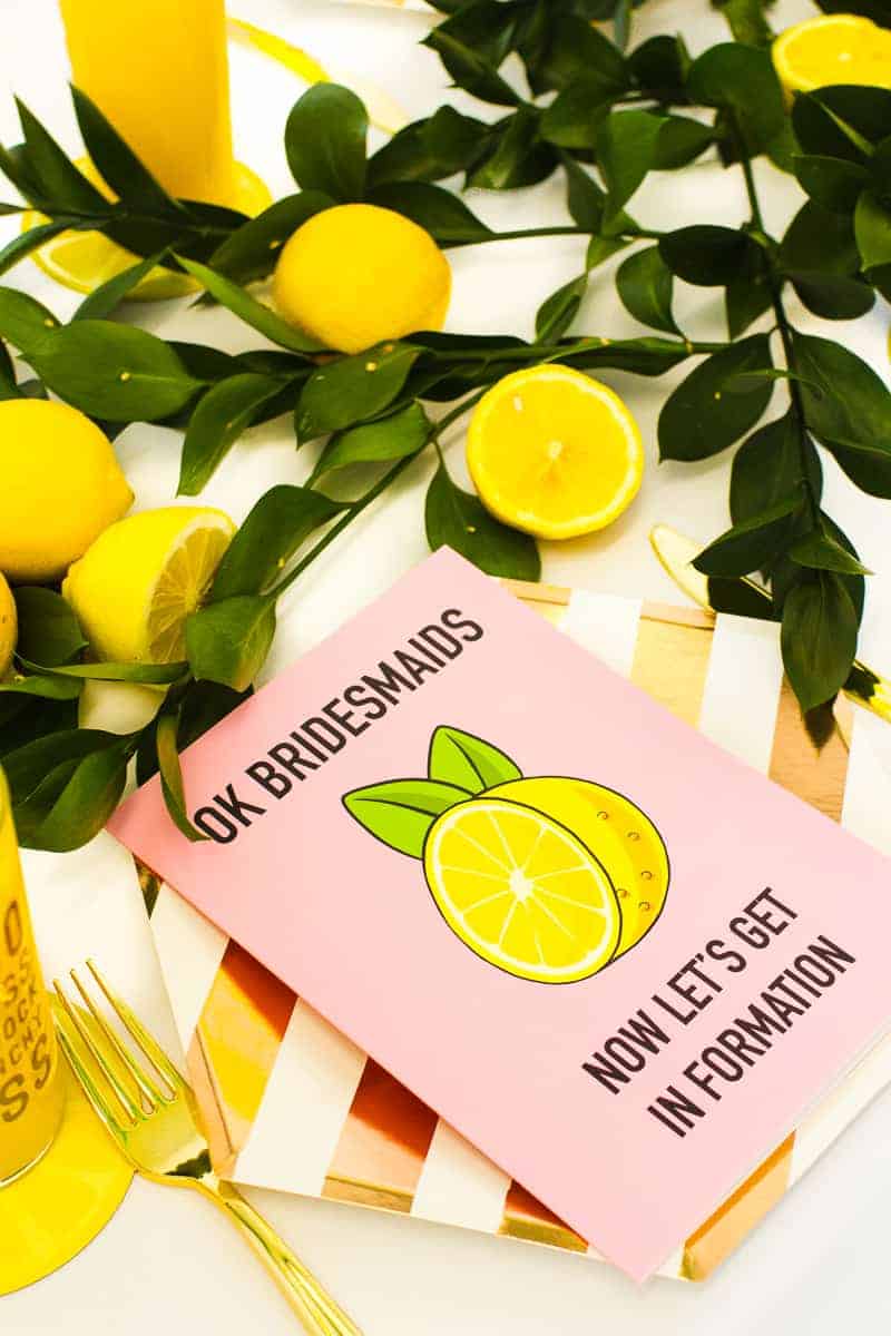How To Style A Beyonce Themed Bachelorette Party HOW TO STYLE A Beyonce Themed Bachelorette Party - Beyonce Themed Bridal Shower Bachelorette Beyoncé Ideas Styling Bridesmaids Card Bridesmaid Lyric Glasses Accessories Party Photo Booth Props Lemonade Beehive Yellow Pink
