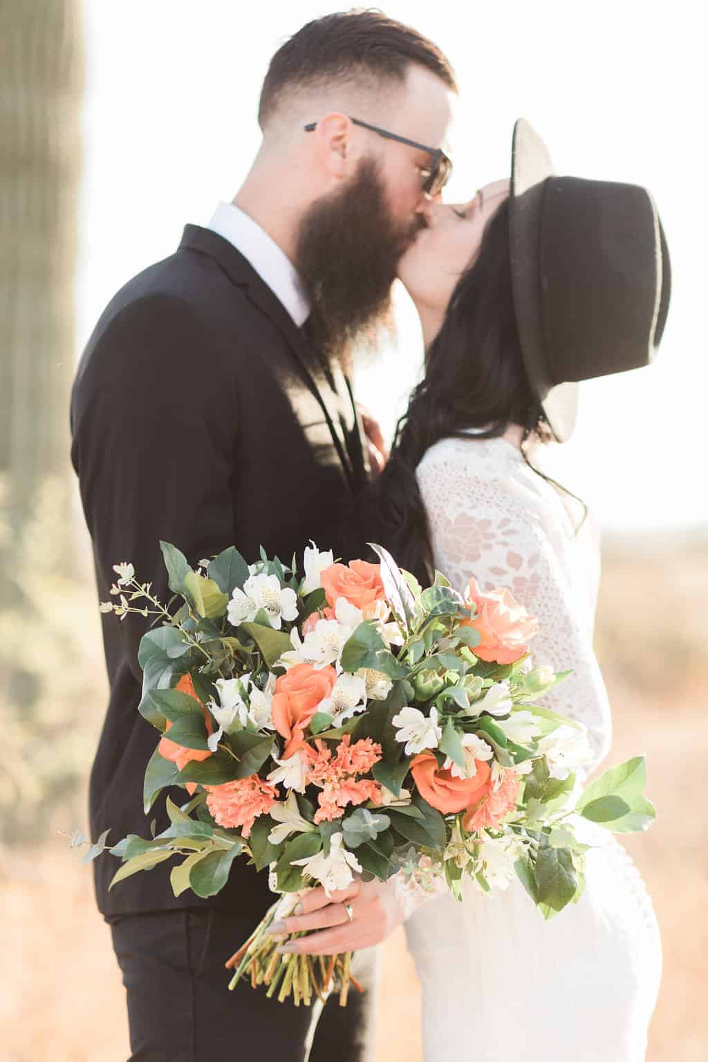 AN INTIMATE WEDDING CEREMONY IN THE ARIZONA DESSERT (PSST...THERE'S A HARLEY TOO!) - R A