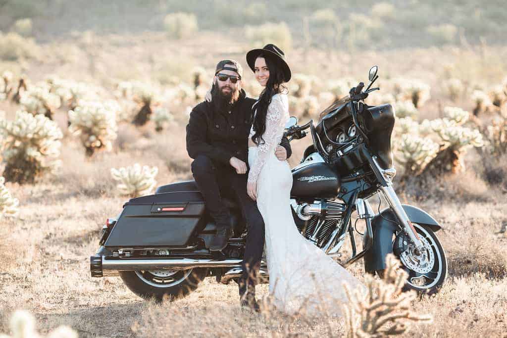 AN INTIMATE WEDDING CEREMONY IN THE ARIZONA DESSERT (PSST...THERE'S A HARLEY TOO!) - R A
