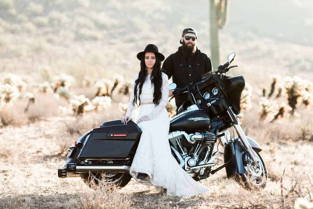 AN INTIMATE WEDDING CEREMONY IN THE ARIZONA DESSERT (PSST...THERE'S A HARLEY TOO!) - R A