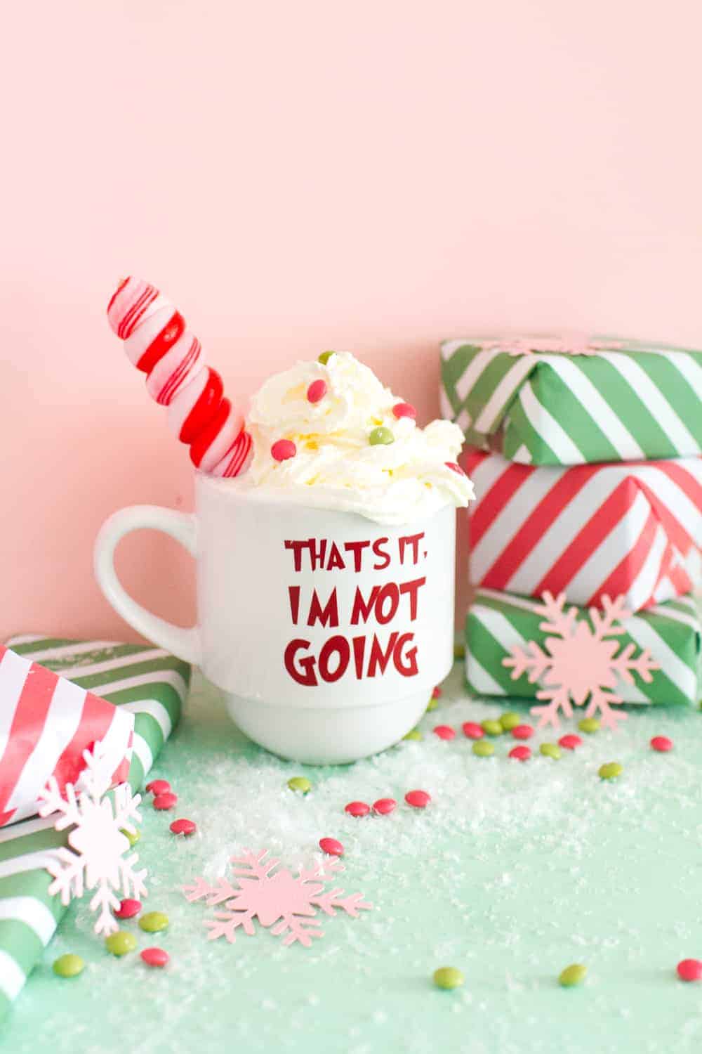 DIY GRINCH QUOTE MUGS - The Grinch Sticker Quotes Glasses Mugs Christmas Themed Movie Party Ideas Accessories Mugs Cups