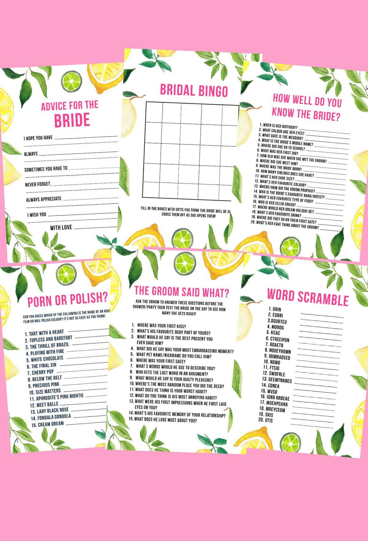 Bridal Shower Game Bespoke Bride Wedding Blog