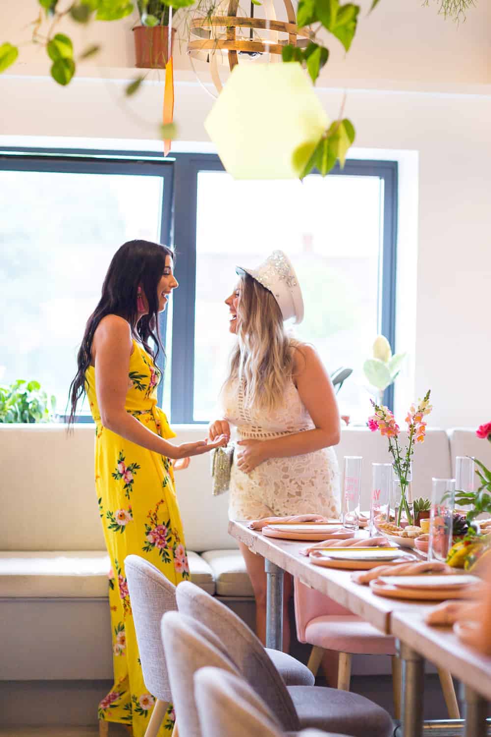 Palm Springs Themed Bachelorette Party Hen Dinner Cocktails Tropical