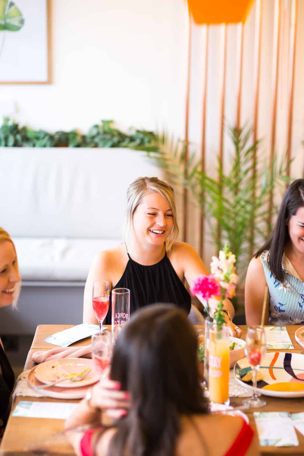 Palm Springs Themed Bachelorette Party Hen Dinner Cocktails Tropical