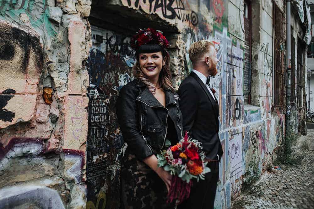 BLACK DIA DE LOS MUERTOS WEDDING IN BERLIN WITH FREE WEDDING CEREMONY IN OLD CIRCUS TENT 