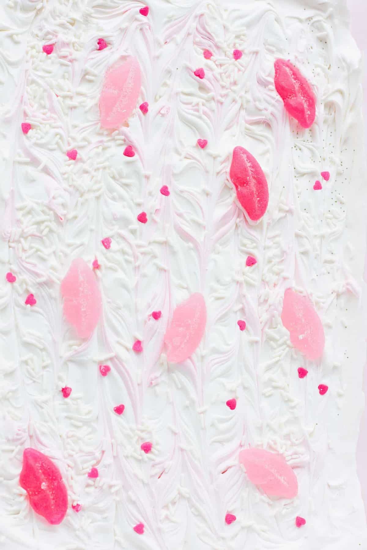 Pink Valentines Day Lip Candy Bark