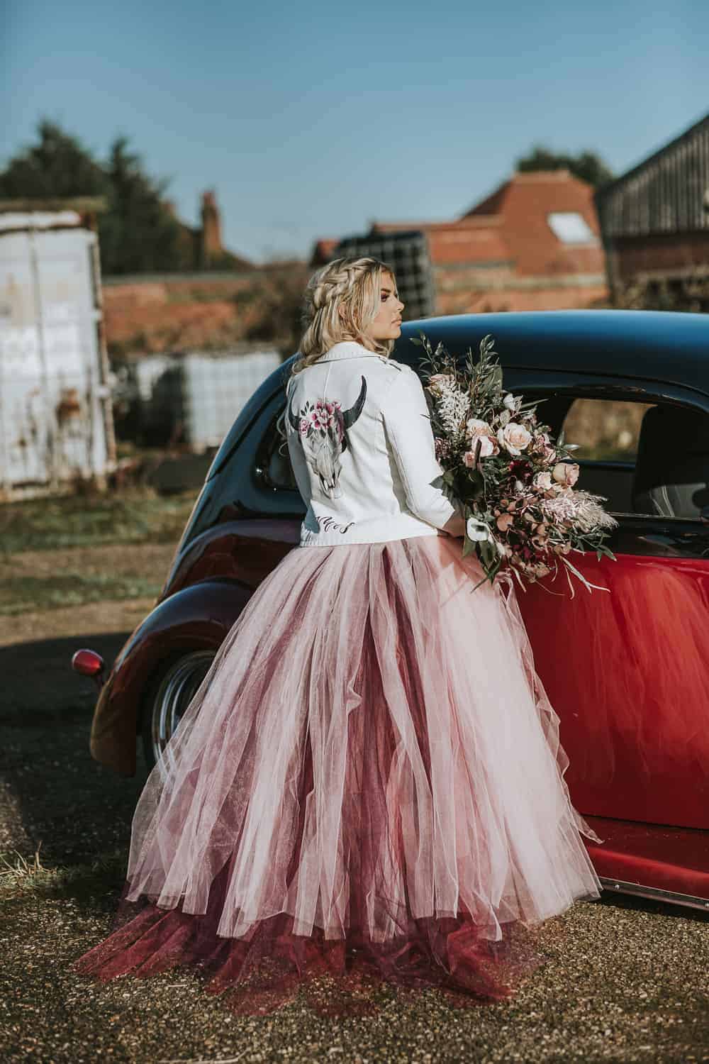 ROMANTIC MOODY ROCK AND ROLL WEDDING INSPIRATION DIY BARN WEDDING VENUE IN NOTTINGHAMSHIRE BURGUNDY COLOUR THEME UNIQUE HOT ROD WEDDING CAR 