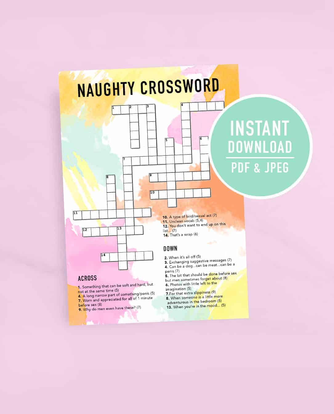 PRINT THIS NAUGHTY CROSSWORD GAME FOR A FUN BACHELORETTE PARTY ACTIVITY!