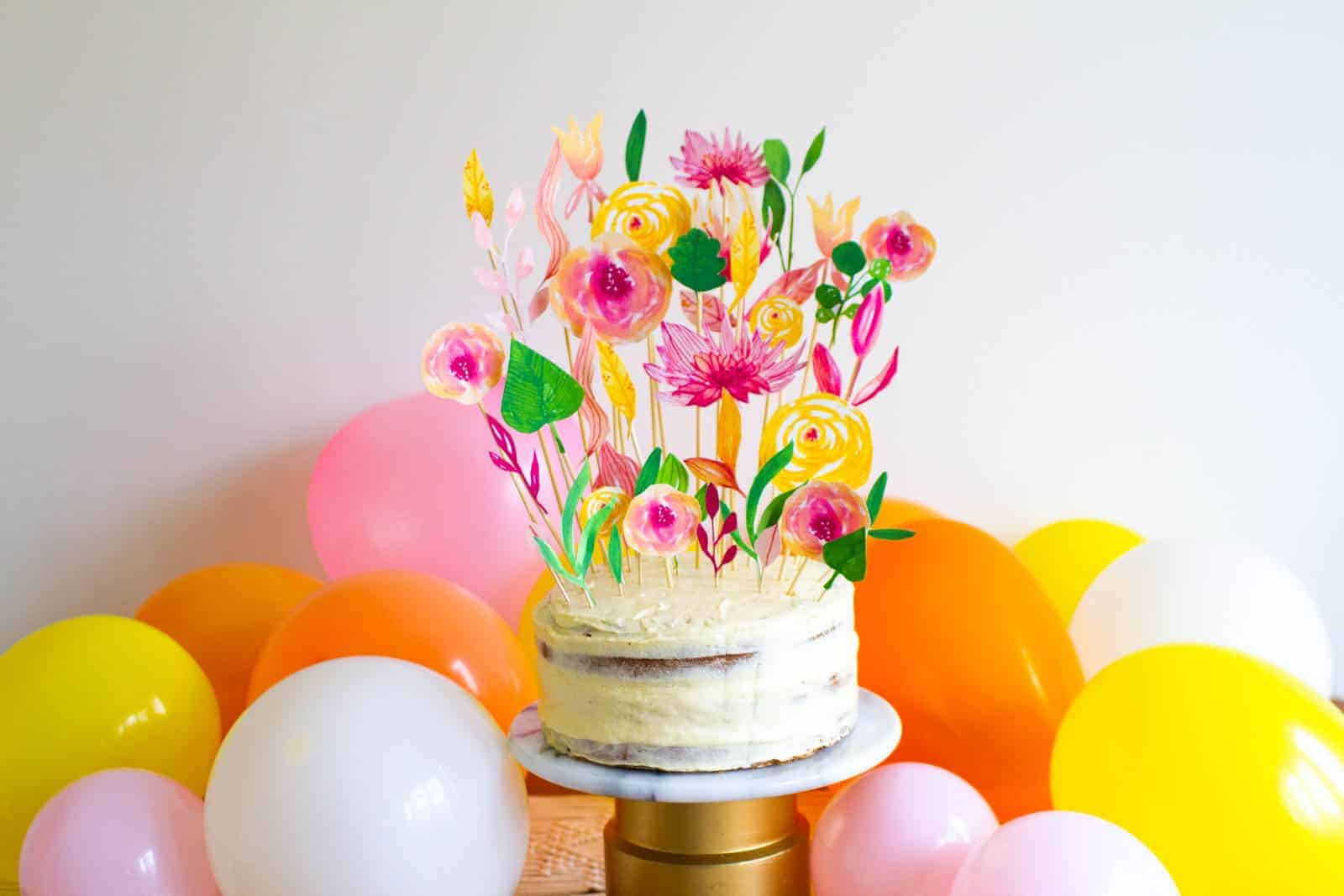 DIY FLORAL CAKE TOPPER PRINTABLE FOR BIRTHDAYS MOTHERS DAY WEDDINGS |  Bespoke-Bride: Wedding Blog