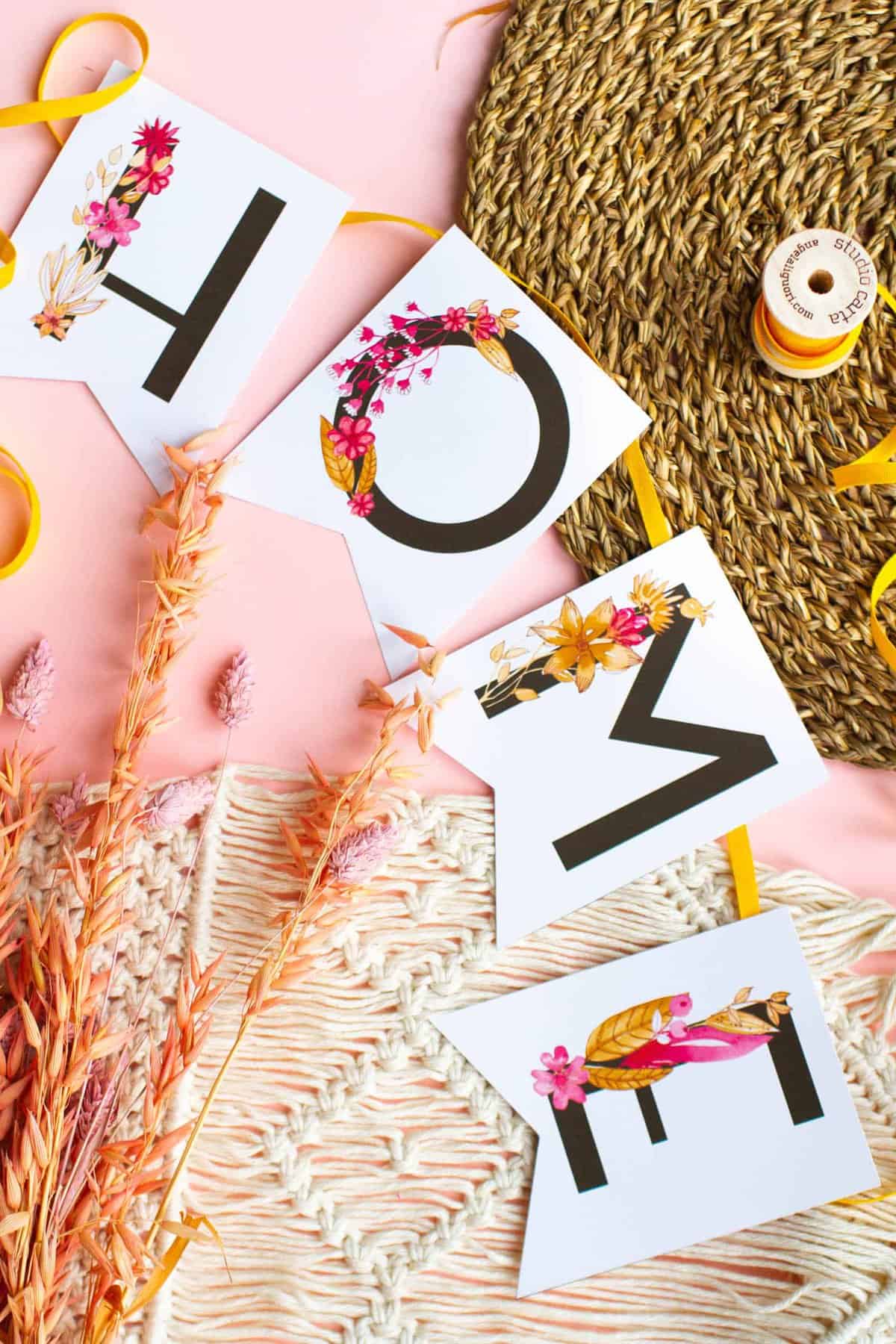 diy printable floral alphabet banner for party decorations or weddings bespoke bride wedding blog