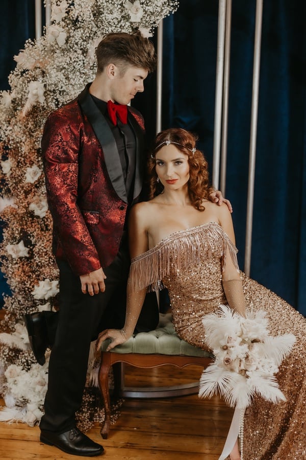 styled wedding shoot burlesque boudoir