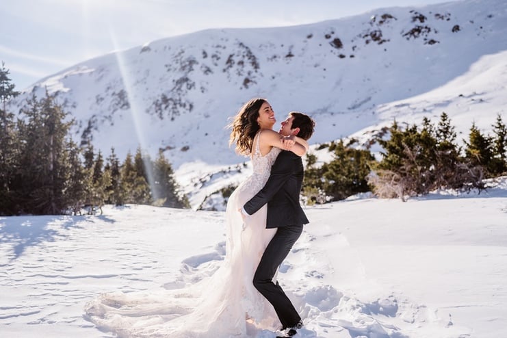snowy Elopement shoot in Colorado mountains