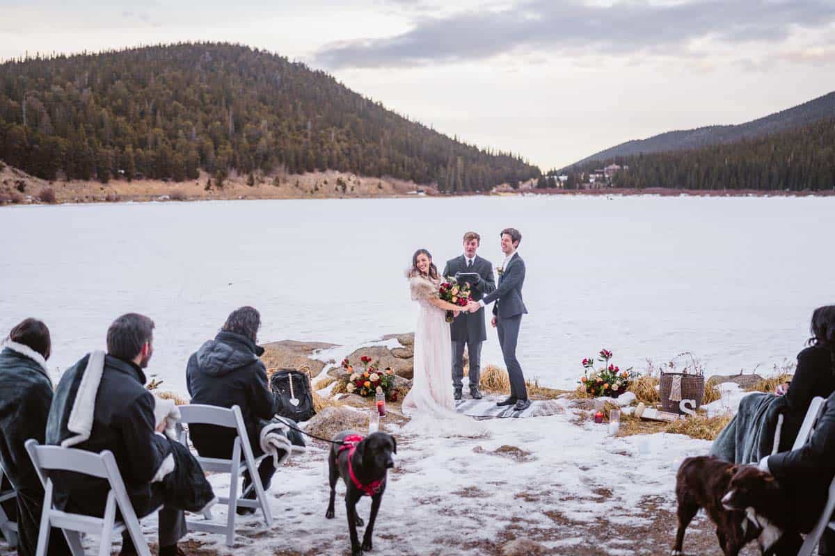 snowy wedding elopement in colorado mountains picture