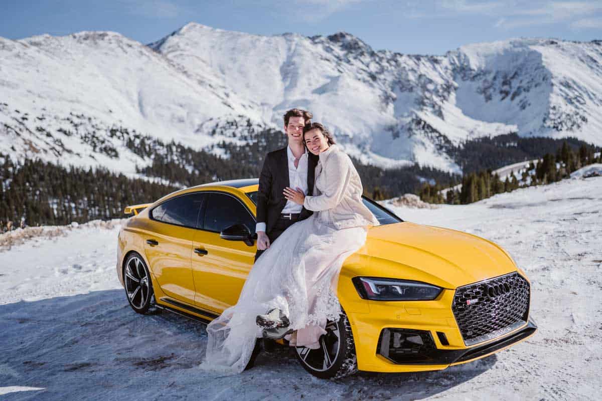 snowy wedding elopement shoot colorado mountains